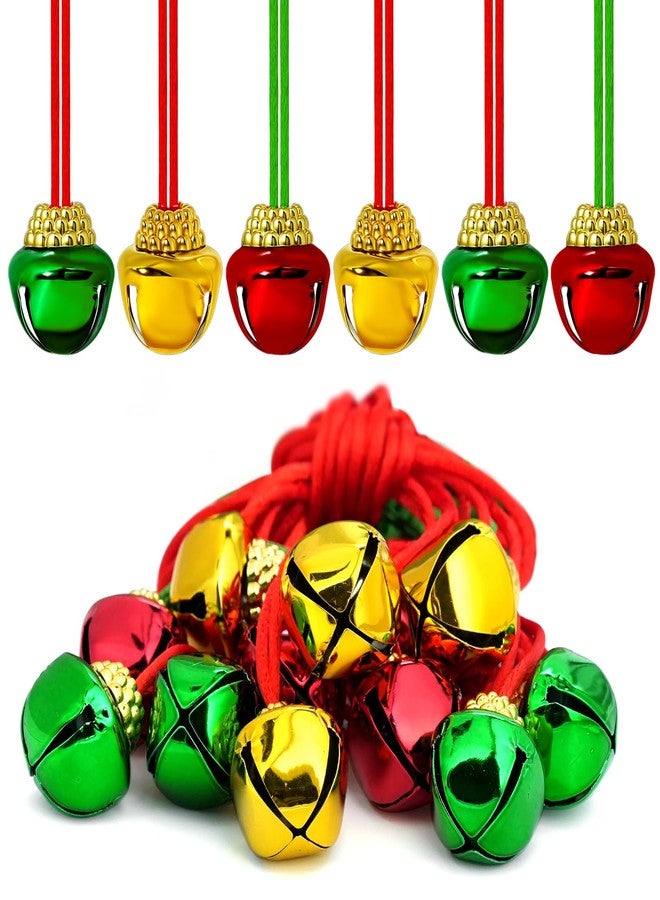 Palotay Christmas Bell Necklace Christmas Jingle Bells Necklace Gifts for Women Red Green Christmas Decorations Party Accessories 12Pcs - Image 1